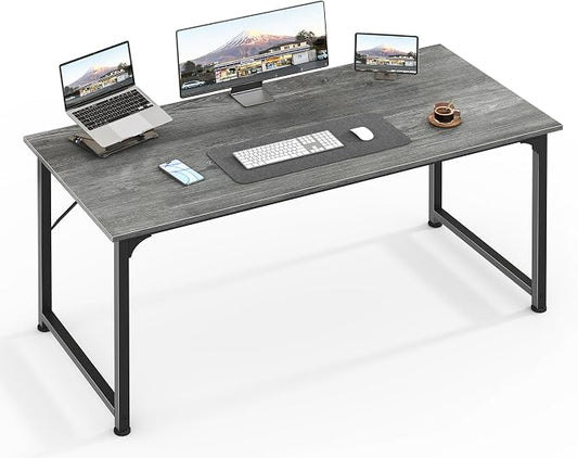 Huuger Computer Desk, 48 Inch Office Desk, Gaming Desk with Storage, Writing Desk Work Desk for Home Office, Study, Modern Simple Desk, Large Legroom, Metal Frame, Grey by Huuger