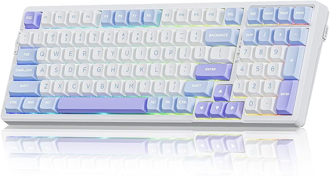 VGN V98ProV3 Gaming Keyboard, Tri-Mode Wireless Custom Mechanical Keyboard | Hot Swappable Gasket Keyboard , Bluetooth 2.4G USB-C, RGB Backlit Computer Keyboards for PC Mac, Pre-lubed Cow Switch, Purple by VGN