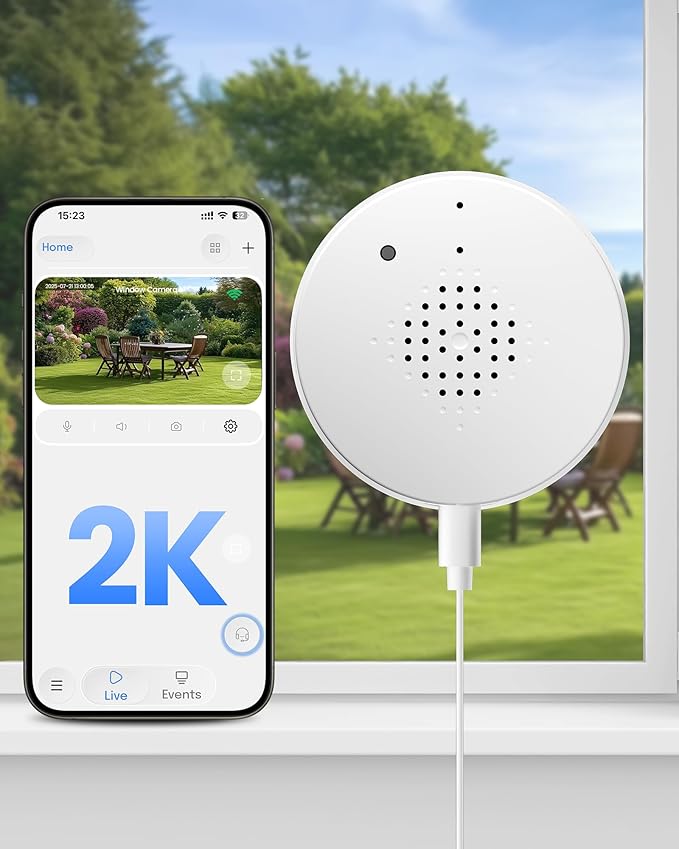 2K Window Camera, WiFi 6 Indoor Camera for Home Security, Full-Color Night Vision, Motion Detection, Anti-Glare Through Glass, No Drill, 24/7 Recording, Renter-Friendly by AKINGUARDirect