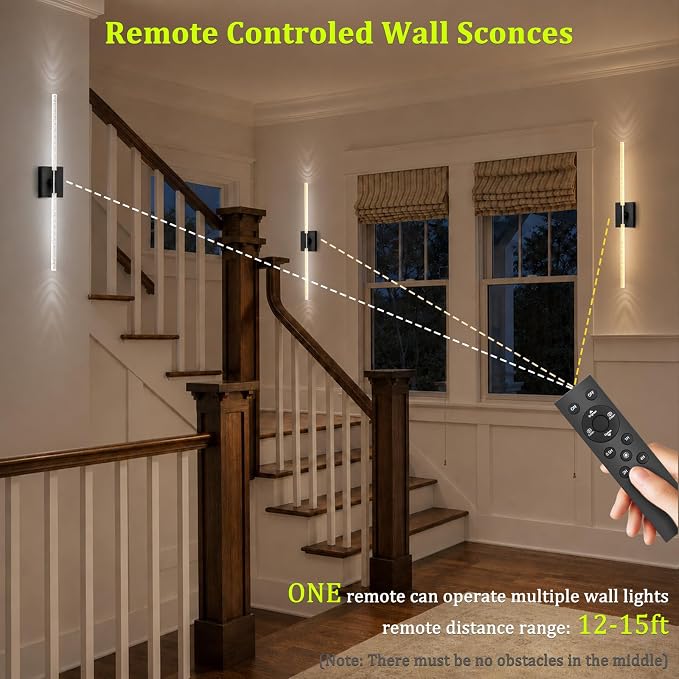 iThird Crystal Bubble Wall Sconces Set of 2: 10000mAh Rechargeable Wireless Lights with Remote & 360° Rotate, 4 Color Temps Dimmable, 31.5" Wall Lamp for Bedroom Living Room Mirror, Black - Image 6