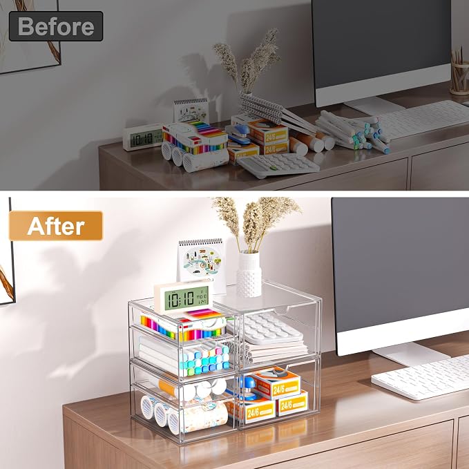 Stackable Storage Drawers, Acrylic Organizers,7 Drawers | Makeup Organizer, Bathroom Organizers and Storage, Plastic Bins for For Vanity, Undersink, Pantry - Image 5