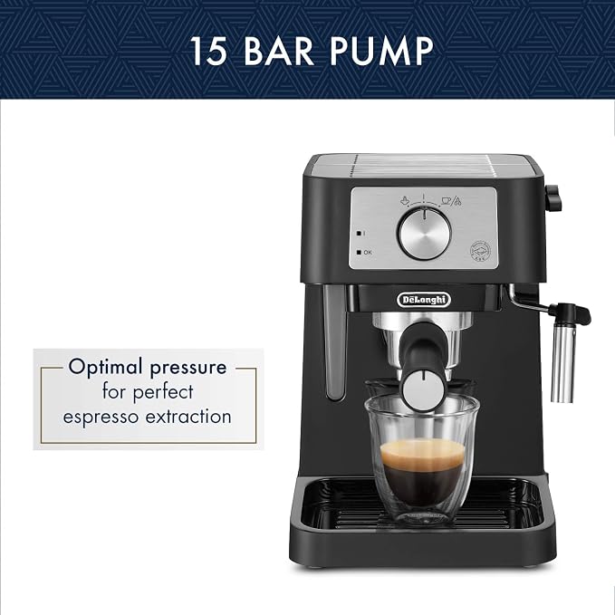 De'Longhi Stilosa Compact Manual Espresso Machine, Manual Milk Frother | #1 Worldwide Espresso Machine Maker, 15 Bar Pump Pressure, Stainless Steel Boiler, Frother, Compact Design - Image 5