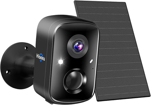 Hiseeu Security Cameras Wireless Outdoor, Solar Powered 3K 4MP Surveillance WiFi Cameras for Home Security Outside, PIR/AI Motion Detection, Waterproof, Color Night Vision, 2-Way Audio, Black by Hiseeu