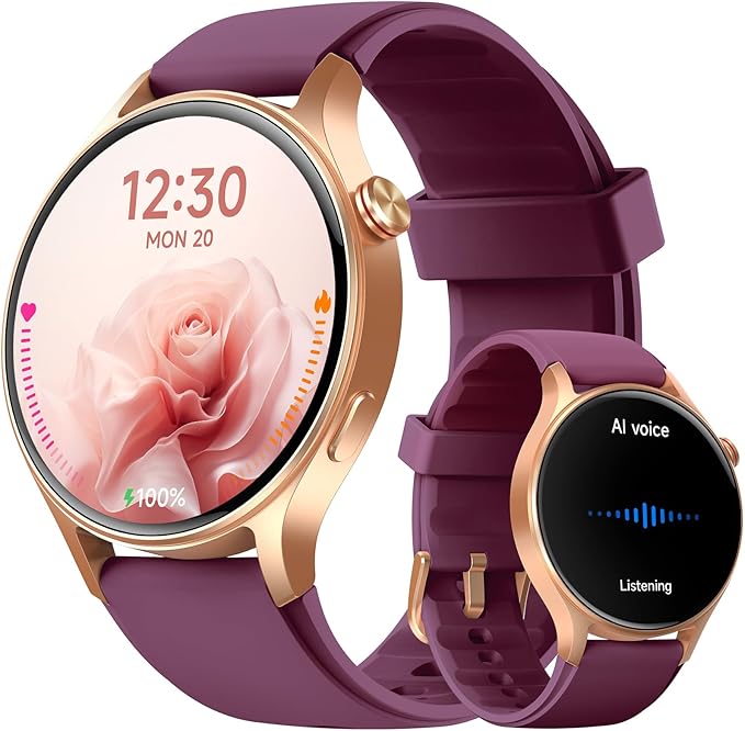 Smart Watch for Women, Answer/Makr Call, 1.32'' AMOLED Ultra-Clear Screen Fitness Trackers with Heart Rate/Sleep/SpO2 Monitor, Smartwatch for iPhone/Samsung/Android, 110+ Sport Modes, 3ATM Waterproof by AEAC