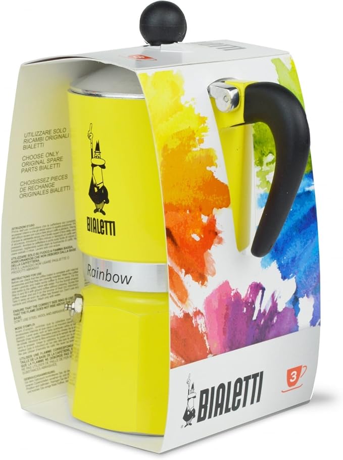 Bialetti Rainbow Moka Pot in Yellow, 3 Cup Stove Top Espresso Maker - Aluminum Cafetera for Ground Coffee, Italian Coffee Maker for Home Brewing - Image 4