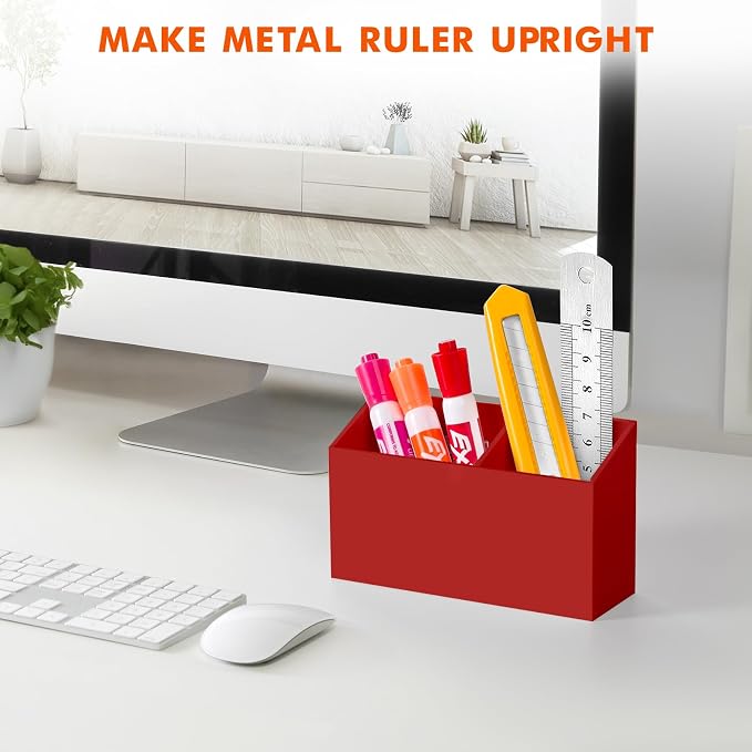 BEYGORM Magnetic Dry Erase Marker Holder for Whiteboard & Refrigerator | Non-slip Acrylic Pen Holder for Classroom, Fridge Magnet, Locker Organizer Accessories, Teacher & School Supplies(Red) - Image 6