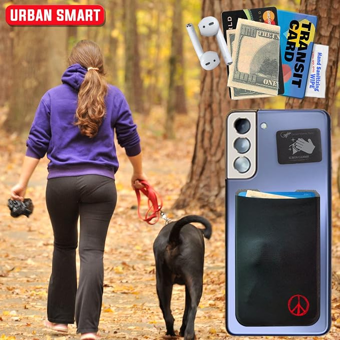 Phone Wallet - Adhesive Card Holder - Cell Phone Pouch - Stick on Lycra Pocket by Gecko - Carry Credit Cards and Cash - Image 9