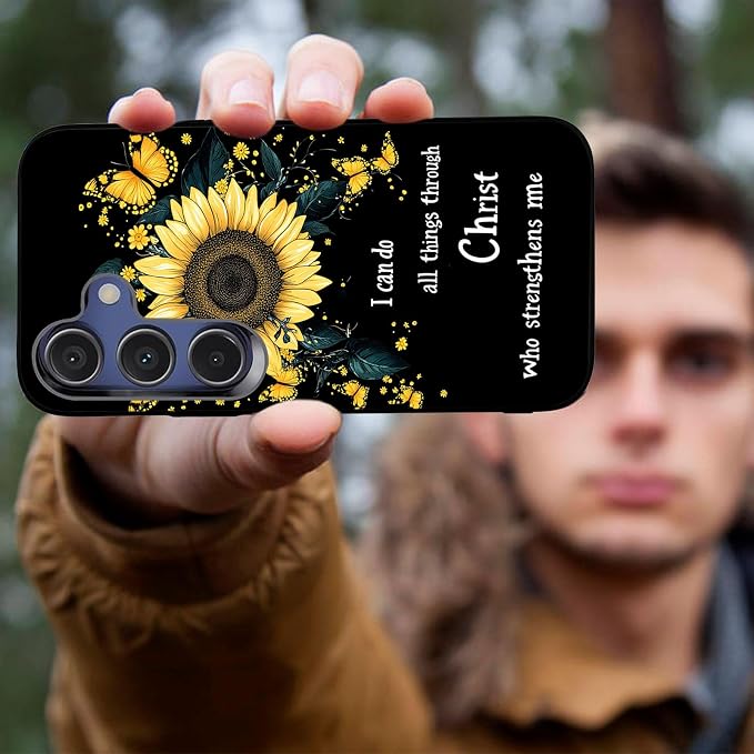 Designed for Galaxy S25 Plus Phone Case,Slim Silicone Shockproof Protective Case for Galaxy S25 Plus 6.7 inch,Sunflower Butterflies - Image 4