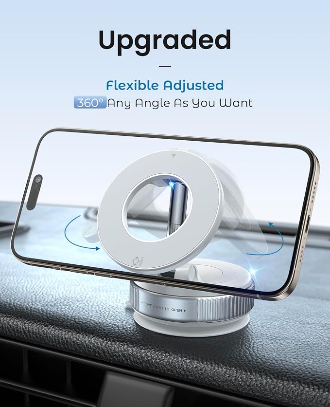 Jononser Magnetic Car Phone Mount, Compact Foldable Phone Holder with Strong Nano Adhesive & N52 Magnet, 360° Adjustable Dashboard/Windshield Mount for iPhone 17/16/15/14/13/12 & MagSafe Devices - Image 4
