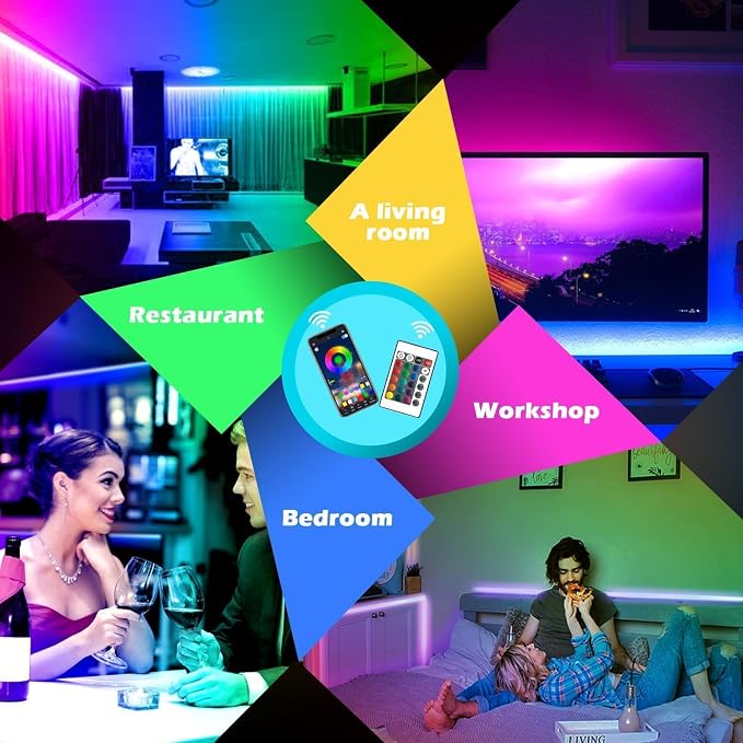 AILBTON 200ft Led Strip Lights(2 Rolls of 100ft led Lights) Ultra Long Led Light Strip with App Voice Control Remote,5050 RGB Music Sync Color Changing Led Lights for Bedroom,Party,Home Decoration - Image 3