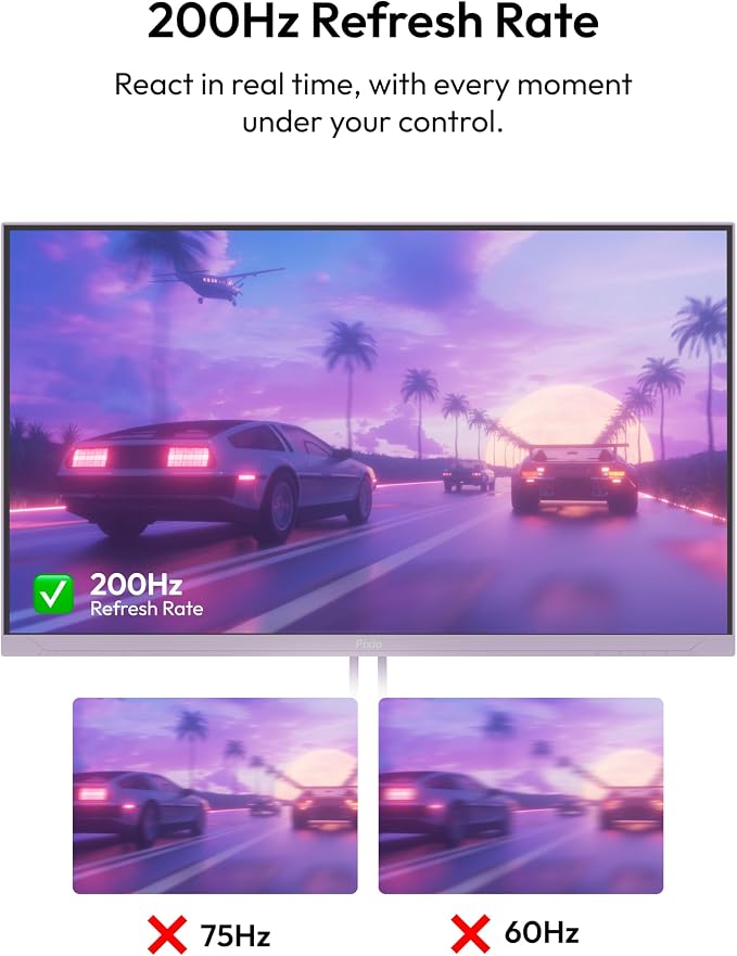 Pixio PX248 Wave Purple 24 inch 200Hz Refresh Rate FHD 1080p Resolution Fast IPS Panel 1ms GTG Response Time Built-in Speakers Gaming Monitor with Adaptive Sync - Image 3