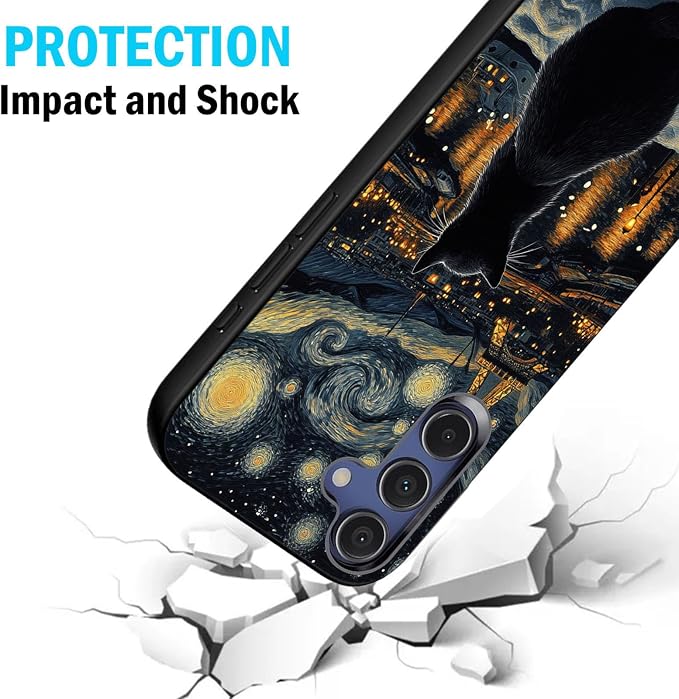 Designed for Galaxy S25 FE Phone Case,Slim Silicone Shockproof Protective Case for Galaxy S25 FE 6.7 inch,Eiffel Tower with Cat Scene - Image 2