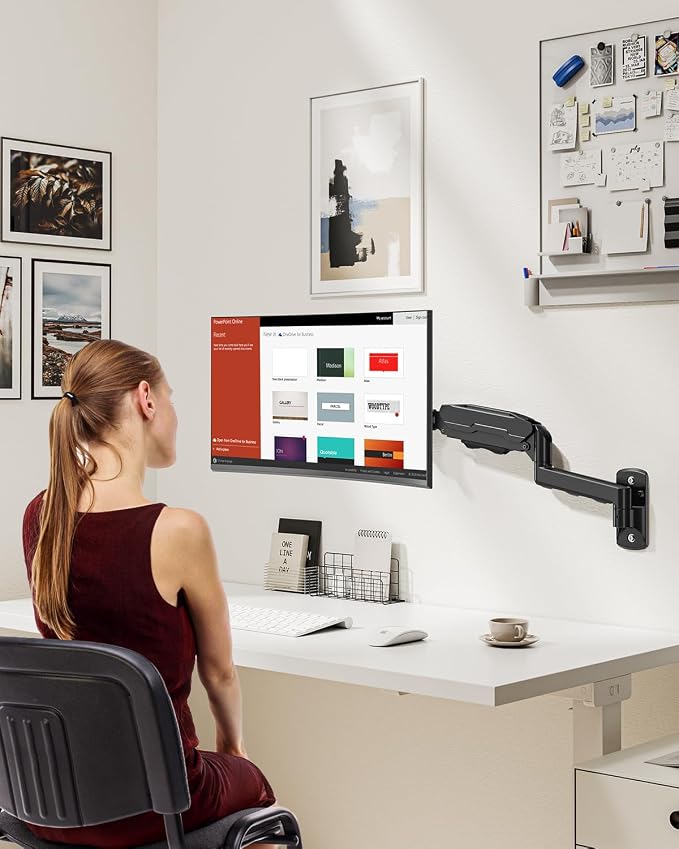 MOUNT PRO Single Monitor Wall Mount for 13 to 32 Inch Computer Screens, Height Adjustable Wall Mount Monitor Arm Holds Up to 19.8lbs, Full Motion Wall Bracket, VESA Mount 75x75, 100x100, Black - Image 7
