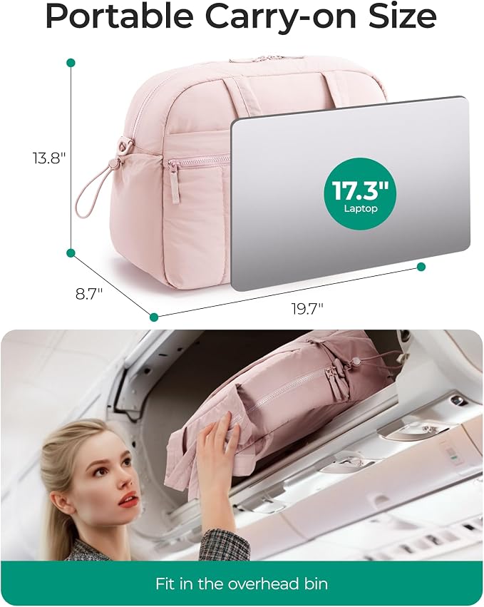BAGSMART Duffle Bag for Travel, Gym Bag for Women, Weekender Carry on Bag | PVC Wet Pocket, Airline Approved Personal Carry-on Size, Fits Under-seat, One Bag for Gym, Travel, Hospital, Overnight - Image 3