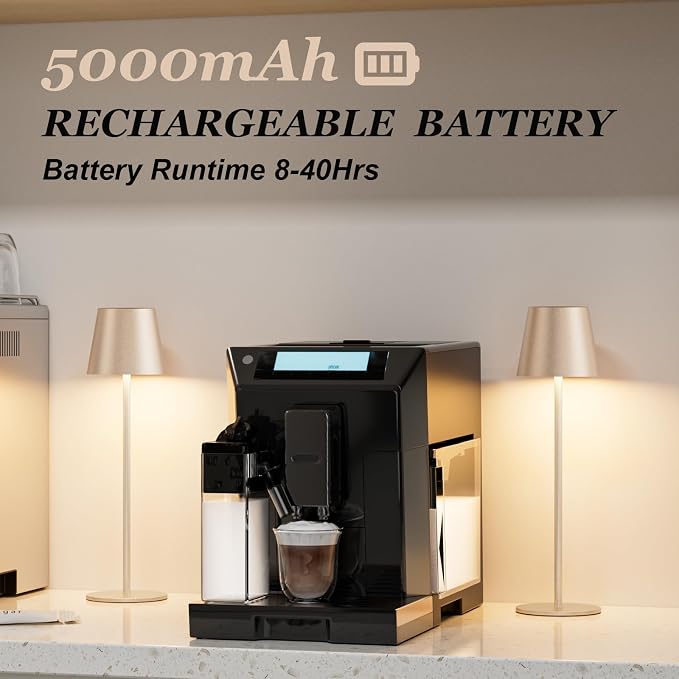 Kakanuo Champagne Gold Cordless Table Lamp Rechargeable - 2 Pack Battery Operated Lamp for Counter, 3 Color Stepless Dimming Wireless Lamp for Dining Kitchen, Outdoor Patio, Touch Control - Image 4