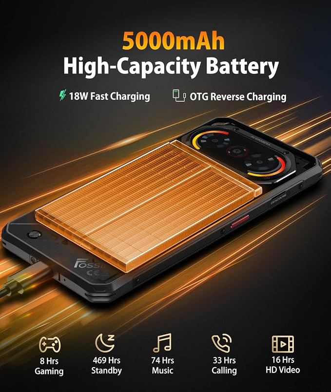 FOSSIBOT F114 Android 15 Rugged Phone Unlocked, 120Hz+6.67" Corning Glass, Slim 10.8mm Cell Phone, 16GB+128GB/2TB Smartphone, 50MP AI Camera, 5000mAh Dual SIM 4G T-Mobile/NFC/IP68/69K - Image 7