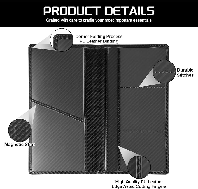 JUSTTOP 2Pack Car Registration and Insurance Holder,Car Document Holder for Cards License with Magnetic Shut,Vehicle Glove Box Car Organizer for Documents, Cards, License(Carbon Fiber Black) - Image 3