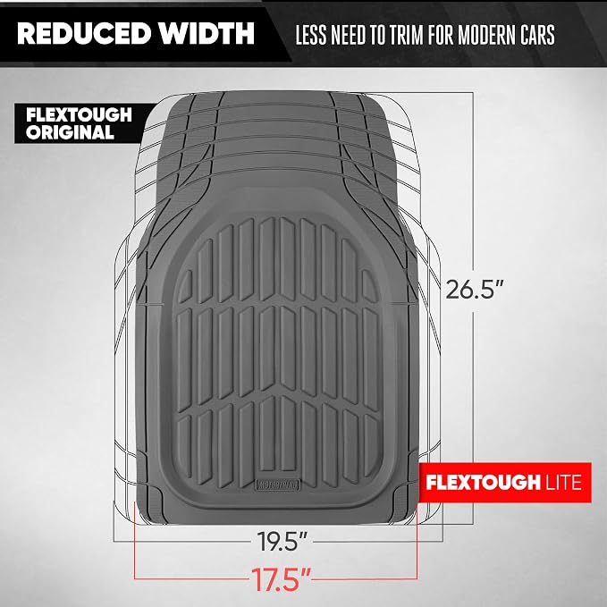 Motor Trend FlexTough LITE Rubber Car Mats Full Set - All Weather Floor Mats for Trucks, Cars & SUVs - Automotive Waterproof Gray Car Floor Mats for Cars Interior Accessories Universal Trim-to-Fit - Image 6