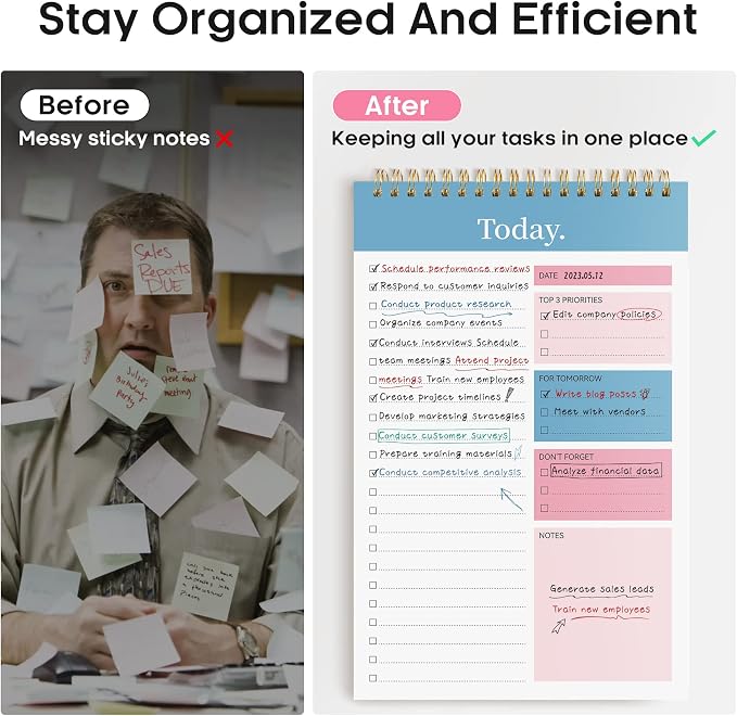 Taja To Do List Notepad, Undated Daily Planner for Work and Goal Setting | Early Dawn, 52 Sheets, 9.8" x 6.5" , for Office, Home and school, Daily Task Planning, Notes and Everyday Organization - Image 5