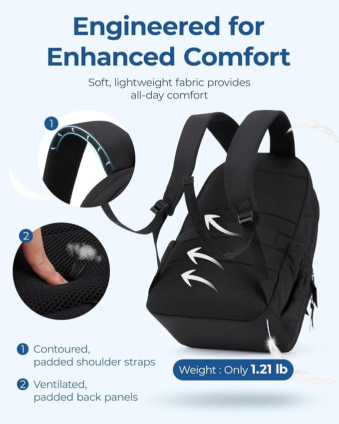 BAGSMART College Laptop Backpack,Cute Travel Backpack for Women,Quilted Computer Bookbag - Image 6
