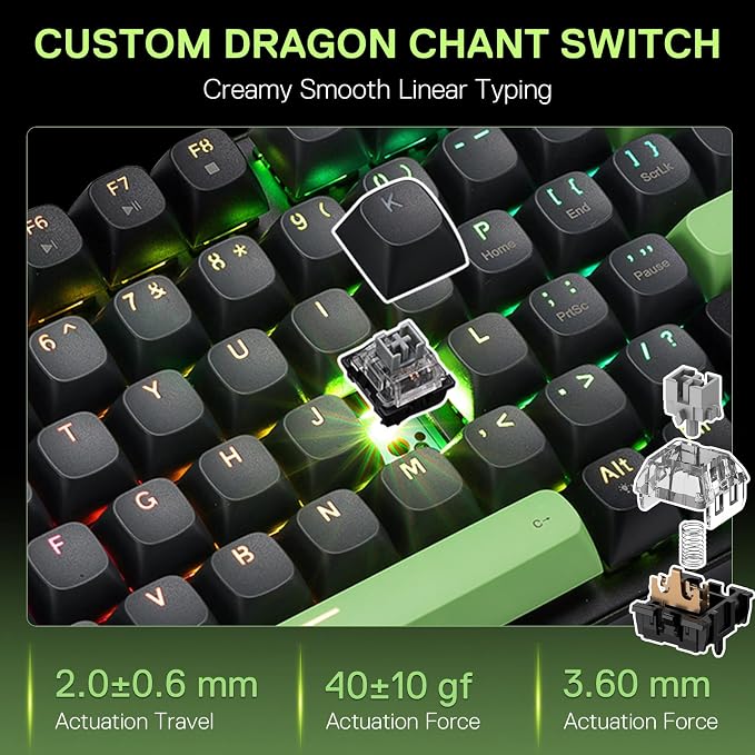 Redragon K740 Wired RGB Gaming Keyboard, Aluminum Base & Knob, 95% Layout | Rock-Solid Metal Build, Multi-Function Control Wheel, Creamy Custom Switch, Swap-Ready Socket, Fade-Resistant PBT Keycap - Image 5