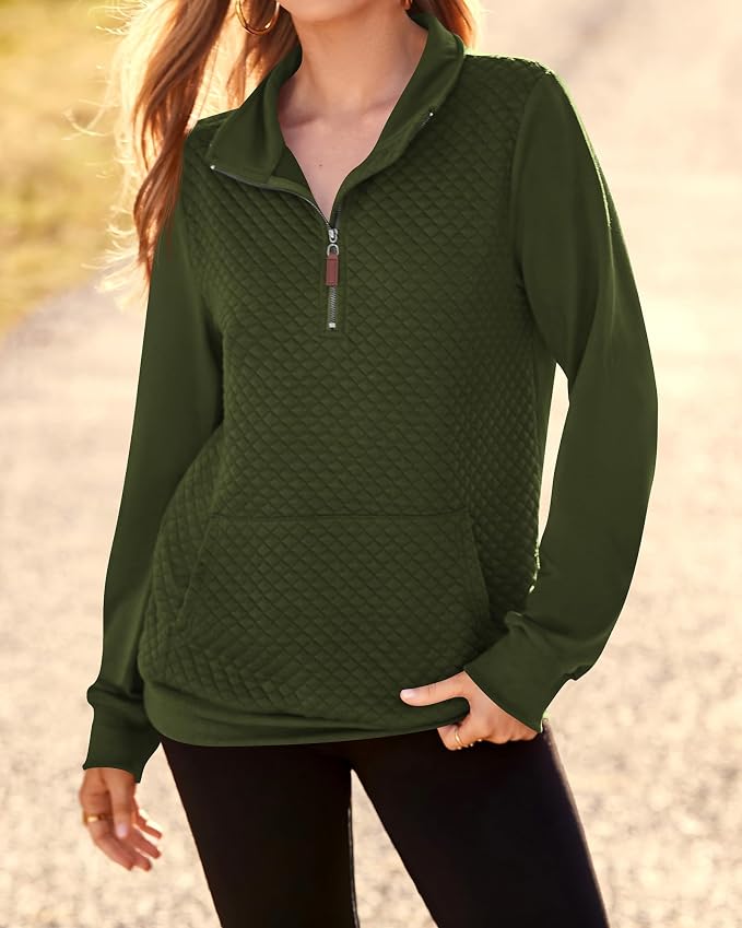 BTFBM Women Fashion Quilted Pattern Lightweight Zipper Long Sleeve Plain Casual Ladies Sweatshirts Pullovers Shirts Tops - Image 8