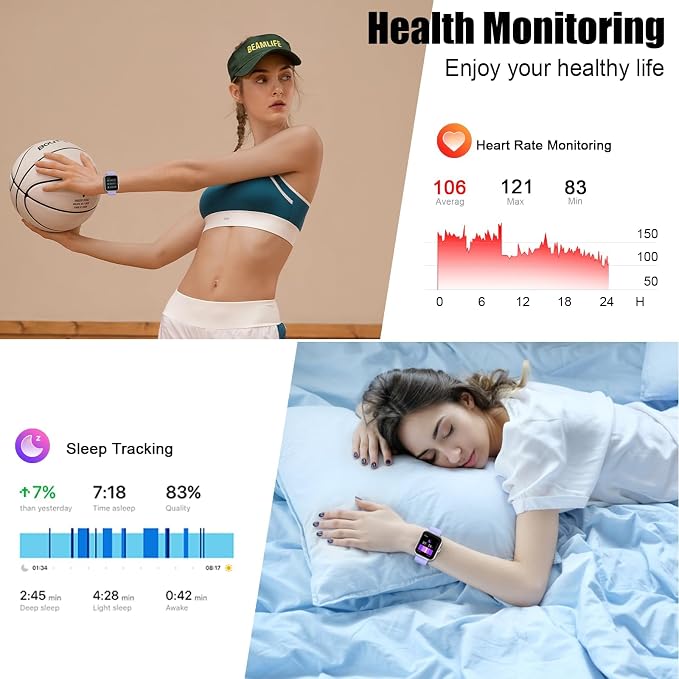 Smart Watch for Men Women (Answer/Make Call), 1.96"HD Smartwatch with Heart Rate/Sleep Monitor/Pedometer, 113+ Sports Modes, New Fitness Watch IP68 Waterproof, Activity Tracker for Android iOS-Purple - Image 5