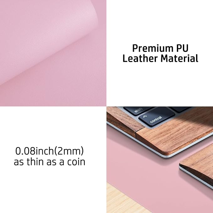 Aothia Leather Desk Pad Protector, Office Desk Mat, Large Mouse Pad, Non-Slip PU Leather Desk Blotter, Laptop Desk Pad, Waterproof Desk Writing Pad for Office and Home (48"x17", Fairy Pink) - Image 8