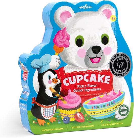eeBoo: Cupcake Shaped Spinner Game - Animal & Baking Themed Game for Kids, Spin to Collect Ingredients, Preschool, Ages 3+, 2-4 Players by eeBoo