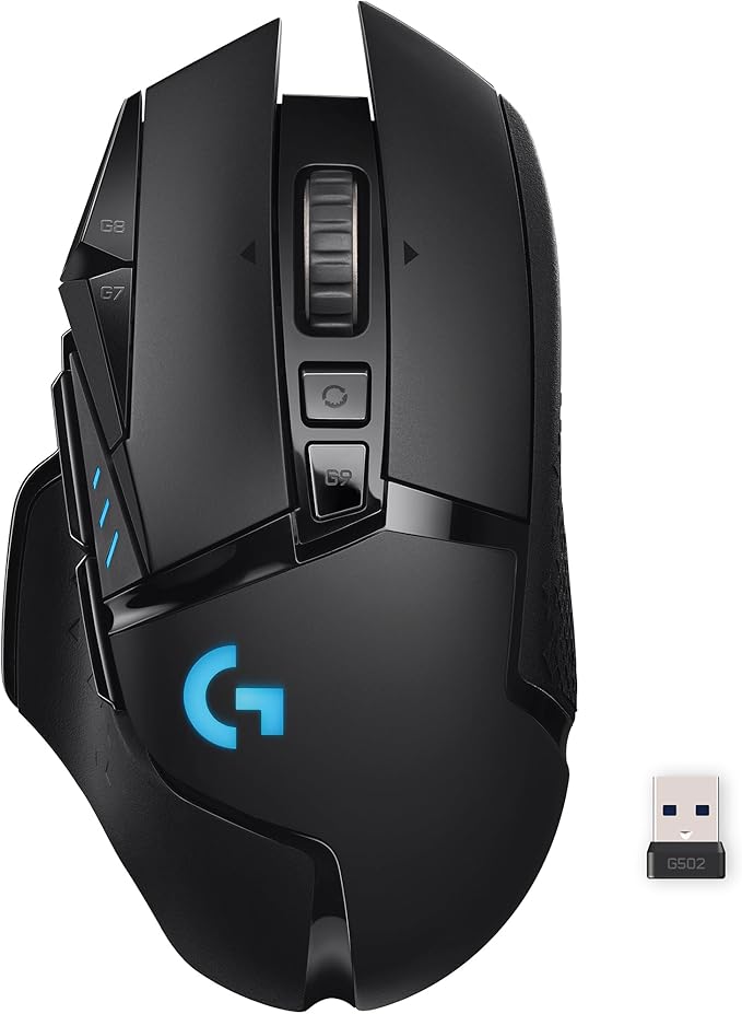 Logitech G502 Lightspeed Wireless Gaming Mouse - Black | RGB, Adjustable Weights, 11 Programmable Buttons, POWERPLAY Compatible, On-Board Memory, for PC/Mac by Unknown