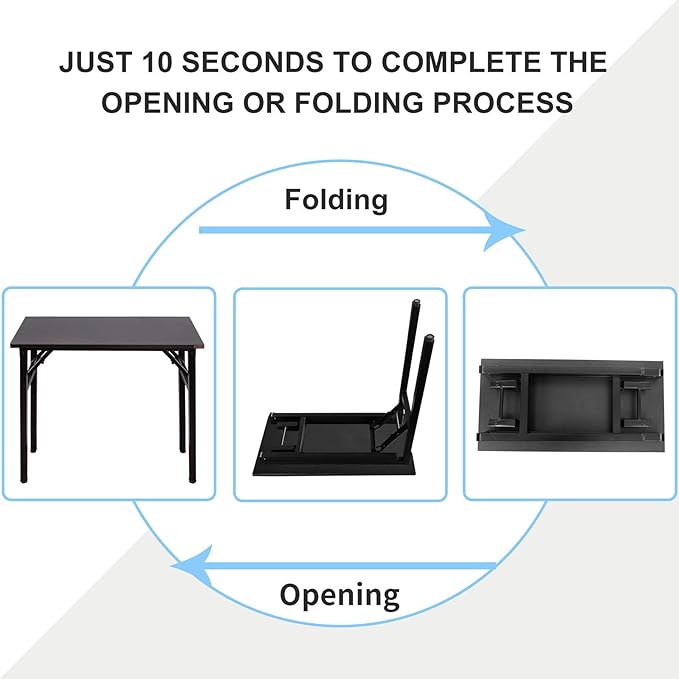 Need Folding Desk - 31 1/2" No Assembly Foldable Small Computer Table,Sturdy and Heavy Duty Writing Desk for Small Spaces, Black&Black Frame | Black Frame Writing Gaming Work Table/Sturdy Foldable Study Table for Small Space/Dormitory, No Assembly Requ... - Image 4