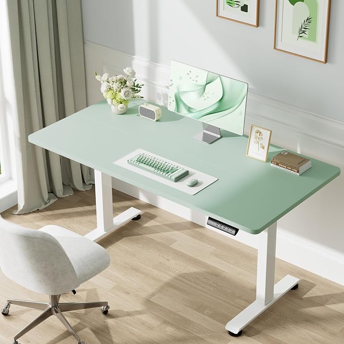 Veken Standing Desk, Green, 55×23.6 Inch | Height Adjustable Sit Stand Up Computer Tables for Home Office, Study , Writing, Suit students, employees and group work - Image 3