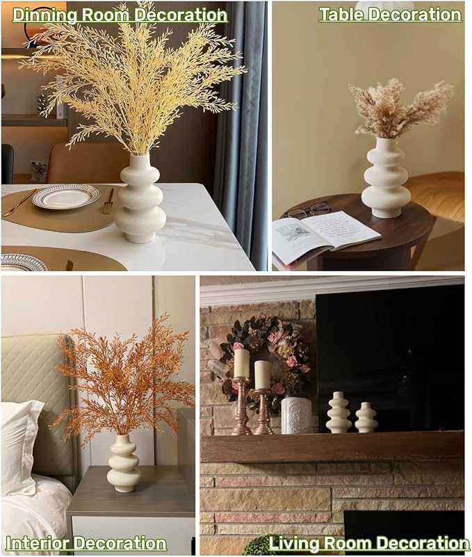 Steviieden Ceramic Modern Dried Flower Vase, Off White Round Pampas Vase, Boho Home Decor for Centerpiece Wedding Dinner Table Party Living Room Office Bedroom, Housewarming Gift - Image 5