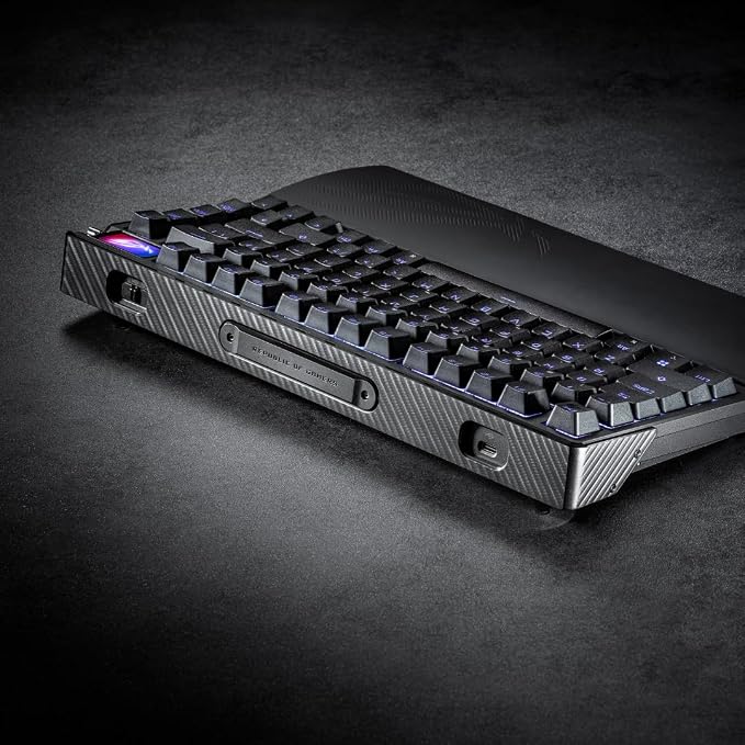 ASUS ROG Azoth Extreme Wireless Mechanical Gaming Keyboard – 75% TKL, ROG NX Snow Linear Switches, PBT Keycaps, Aluminum Chassis, Carbon Fiber, Gasket Mount, Color OLED Screen, PC/Mac Support - Black - Image 9