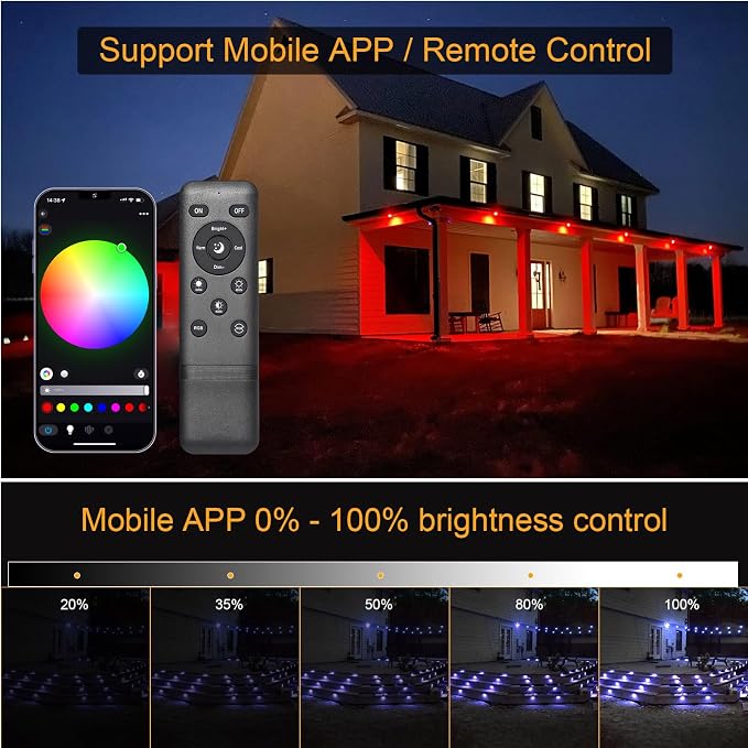 LED Deck Light Kit, 10pcs Φ1.77” WiFi Wireless Smart Phone Control Low Voltage Recessed RGBW Deck Lights with Remote, Voice Control, IP67 Waterproof Outdoor Path Stair Landscape Lighting, Black - Image 3