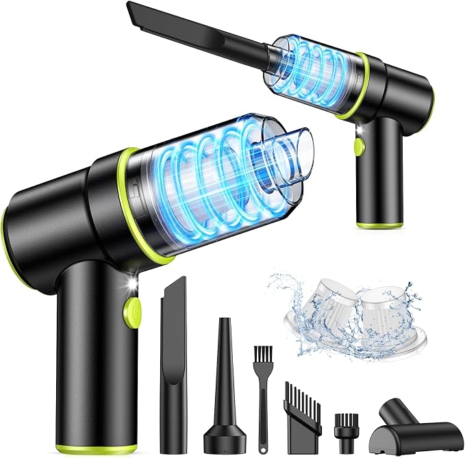 KMM Handheld Car Vacuum Cleaner, 9000PA Vacuum Cleaner & Air Duster, 120W High Power Vacuum Portable Cordless, Hand Held Vacuum Rechargeable with Multi-Nozzles & LED Light for Home, Car, Office by KMM