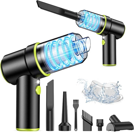KMM Handheld Car Vacuum Cleaner, 9000PA Vacuum Cleaner & Air Duster, 120W High Power Vacuum Portable Cordless, Hand Held Vacuum Rechargeable with Multi-Nozzles & LED Light for Home, Car, Office by KMM