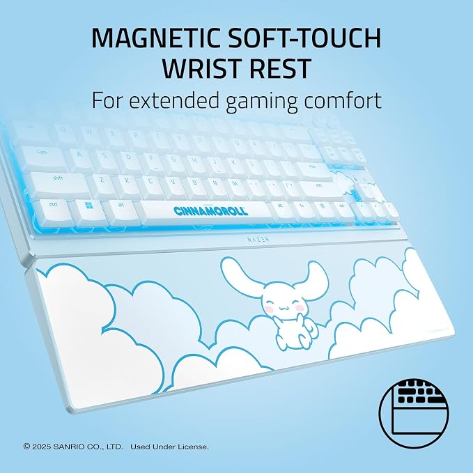 Razer Ornata V3 TKL Gaming Keyboard, Low-Profile Keys, Cinnamoroll Edition | Mecha-Membrane Switches, UV-Coated Keycaps, Backlit Media Keys, 8-Zone RGB Lighting, Magnetic Wrist Wrest - Image 6