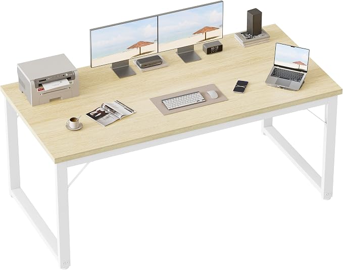 Mericonia 54 Inch Computer Desk, 1" Thick Large Office Table, Oak | Modern Simple Style, Heavy Duty Industrial Frame, Large Study & Writing Table for Home Bedroom Work by MERICONIA