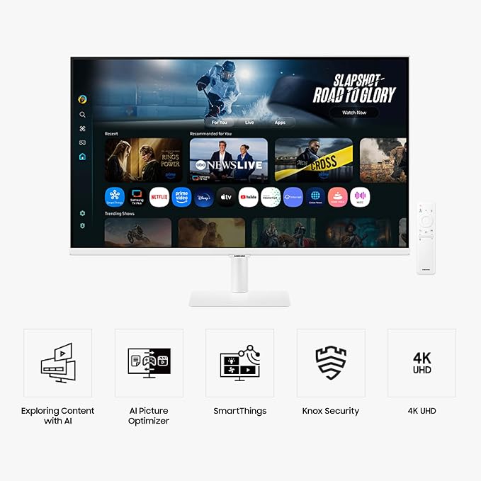 Samsung 32” Smart Monitor M7 (M70F) 4K UHD Display, Samsung Vision AI, Smart TV Apps, Gaming Hub, USB-C, HDMI and USB-A, White, LS32FM703UNXZA, 2025 - Image 2