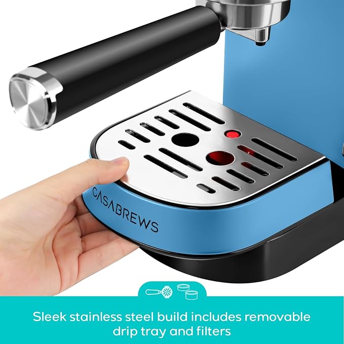 CASABREWS CM5418 Espresso Machine, Espresso Coffee Maker with Steam Wand | Stainless Steel, 20-Bar Pump, Built-in Pressure Gauge, Powerful Steam Wand for Cappuccino Latte for Home, 34oz Water Tank - Image 6