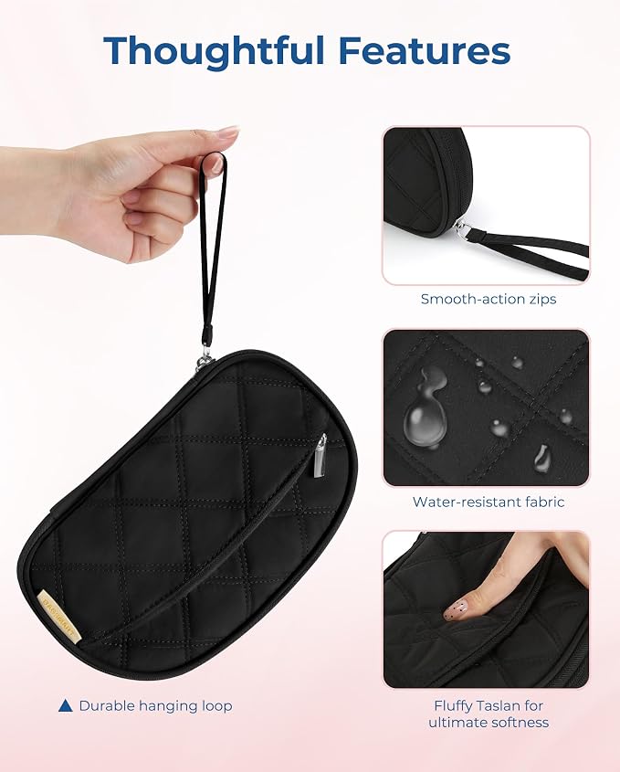 BAGSMART Travel Cord Organizer Electronics Case, Puffer Cable Organizer Bag Travel Essentials for Women, Small Tech Organizer Travel Case for Charger, Cable, Phone, Flash Drive Black - Image 6