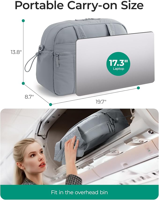 BAGSMART Duffle Bag for Travel, Gym Bag for Women, Weekender Carry on Bag | PVC Wet Pocket, Airline Approved Personal Carry-on Size, Fits Under-seat, One Bag for Gym, Travel, Hospital, Overnight - Image 3