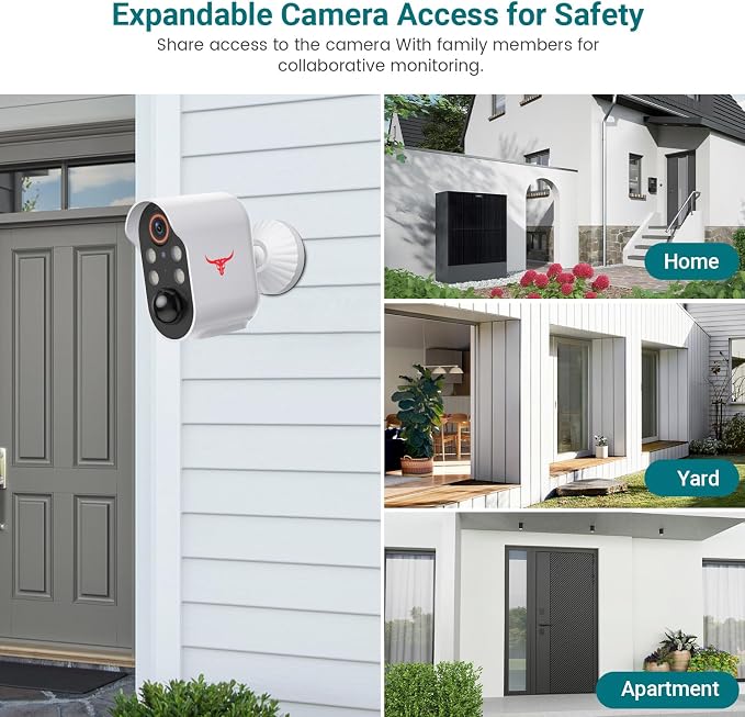 1080P Wireless Security Camera Outdoor, Battery Powered, AI Human Detection, Color Night Vision, 2-Way Audio, IP65 Waterproof, 2.4G Wi-Fi, Cloud Storage (4 spotlights) - Image 6