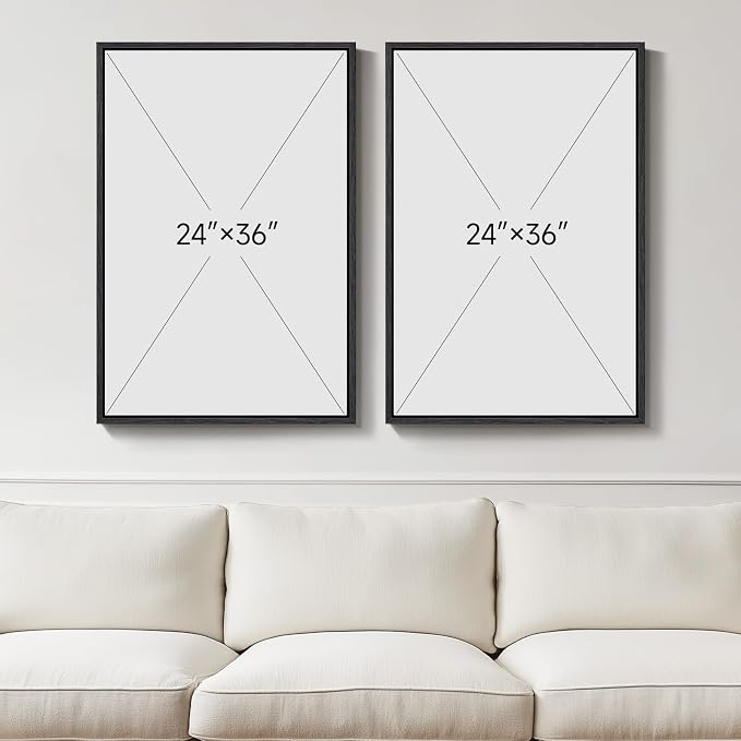 Large Framed Black and White Neutral Abstract Wall Art for Living Room, 2 Piece Modern Canvas Prints Artwork for Walls, Beige Minimalist Geometric Pictures for Bedroom Hallway Wall Decor 24x36 In - Image 4