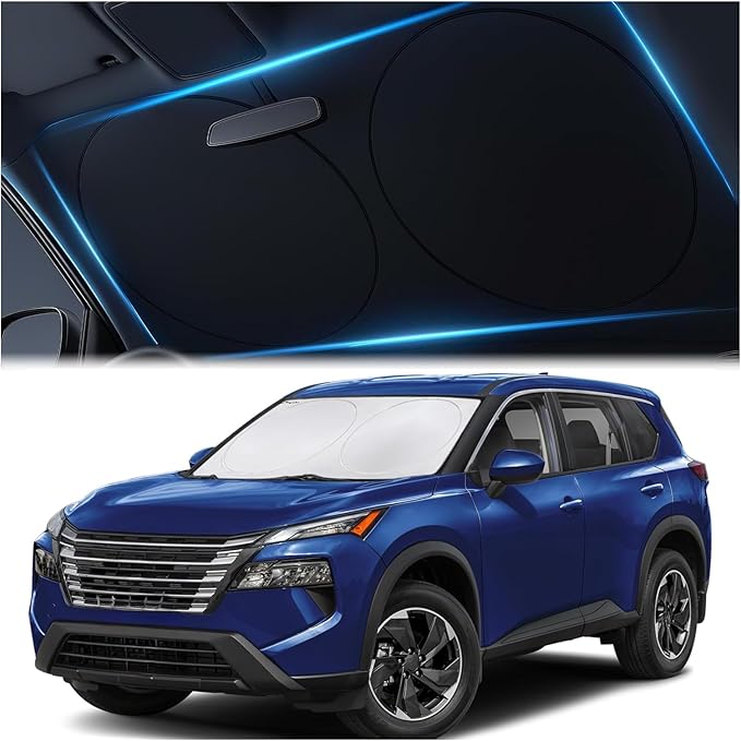 Magnelex Car Windshield Sunshade – Double-Layer Design for 2X Heat Blocking, Blocks UV Rays, Foldable Sun Shade for Cars, Trucks & SUVs, Keeps Interior Cooler, Medium (59 x 31 in) by Magnelex