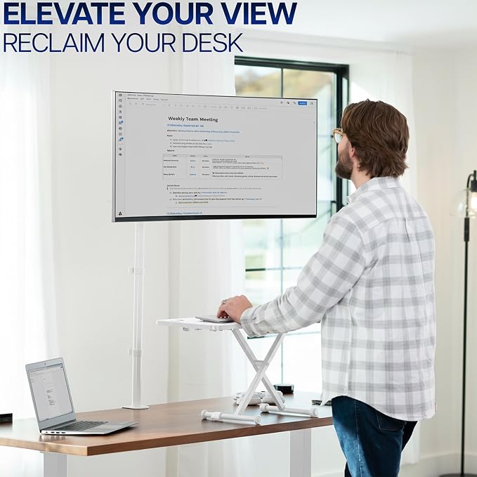 VIVO Extra Tall Single Monitor Desk Mount Stand with 39 inch Pole, Features Full Adjustability - Tilt and Articulation, Holds 13 to 32 inch Screens up to 10kg with VESA Mounting, White, STAND-V011W - Image 9