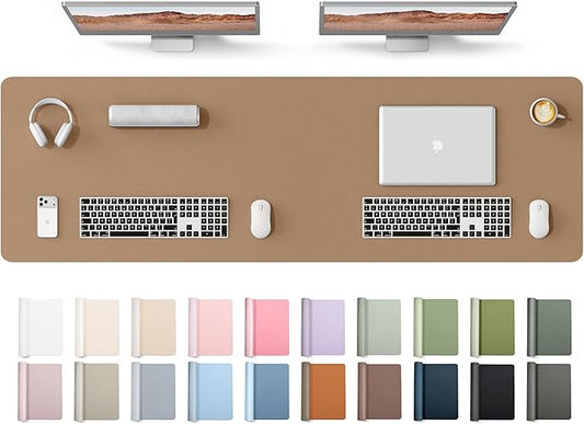 YSAGi Leather Desk Protector, Office Mat, Large Mouse Mat, Non-Slip PU Leather Blotter, Laptop Desk Mat, Waterproof Writing Pad for Office and Home(Khaki, 63" x 17.2") by YSAGi