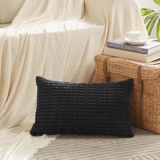 Fancy Homi 4 Packs Decorative Throw Pillow Covers for Living Room Couch Bed, Modern Farmhouse Boho Home Décor Accent Cushion Case, 24" x 16", Black - Image 2