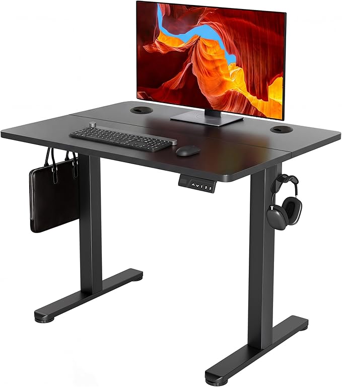 YDN 32 x 19 Inch Black Electric Standing Desk | Adjustable Height, Sit Stand, Cable Management, Ergonomic, Home Office by YDN